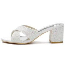 Load image into Gallery viewer, Block Heel Glitter Sandals