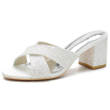 Load image into Gallery viewer, Block Heel Glitter Sandals