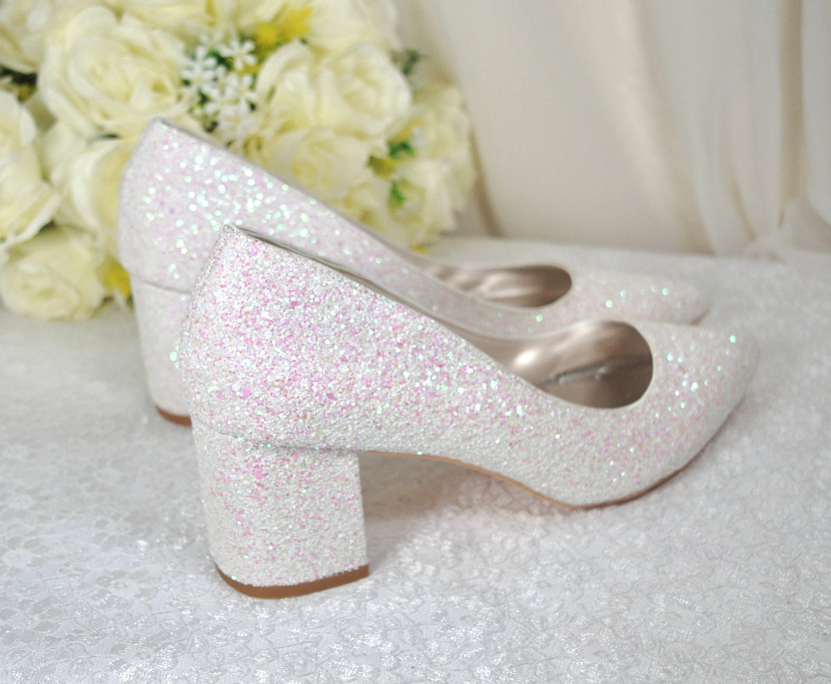Glitter Wedding Shoes Inch Chunky Heel – Becci's Bridal Designs