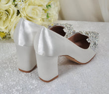 Load image into Gallery viewer, Diamanté Block Heel Bridal Shoes | 3 inch Heels