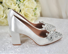 Load image into Gallery viewer, Diamanté Block Heel Bridal Shoes | 3 inch Heels