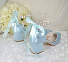 Load image into Gallery viewer, Light Blue Satin Bridal Shoes