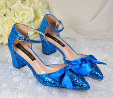 Load image into Gallery viewer, Rock Glitter Block Heel Sandals with FRONT BOW | Other Colours | 5cm or 7cm Heel