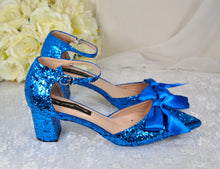 Load image into Gallery viewer, Rock Glitter Block Heel Sandals with FRONT BOW | Other Colours | 5cm or 7cm Heel