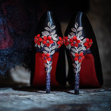 Load image into Gallery viewer, Black Satin With 'Cherry Blossom'