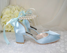 Load image into Gallery viewer, Light Blue Satin Bridal Shoes