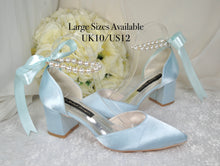 Load image into Gallery viewer, Light Blue Satin Bridal Shoes