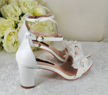 Load image into Gallery viewer, Floral Block Heel Bridal Shoes | 2cm, 4.5cm or 7cm Heel