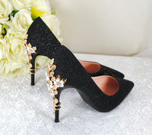 Load image into Gallery viewer, Black Glitter With CHERRY BLOSSOM