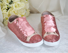 Load image into Gallery viewer, Rose Gold Glitter Trainers / Sneakers
