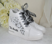 Load image into Gallery viewer, 'Till Death, Gothic, Alternative Bride Wedge Trainer