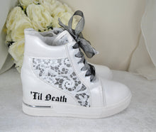 Load image into Gallery viewer, 'Till Death, Gothic, Alternative Bride Wedge Trainer