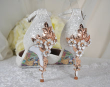 Load image into Gallery viewer, Glitter Sandals with Ankle Strap and 'Cherry Blossom' | 9.5cm or 7cm Heel