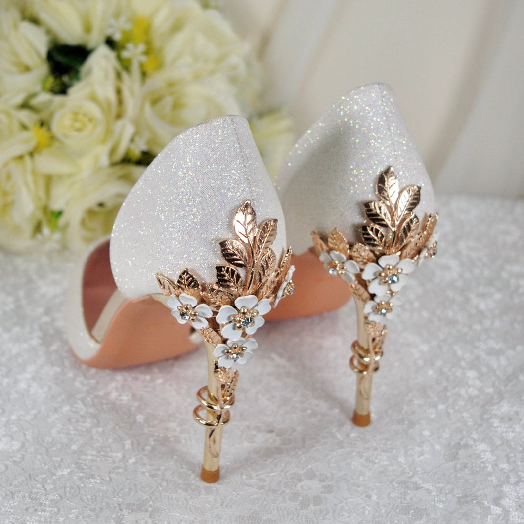 Ivory Shimmer Sandals with 'Cherry Blossom'