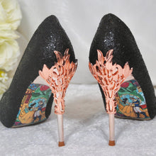 Load image into Gallery viewer, Designer Belle | Black Glitter with Rose Gold