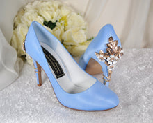 Load image into Gallery viewer, Light Blue Satin Round Toe with 'Cherry Blossom'