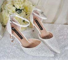 Load image into Gallery viewer, Glitter Sandals with Ankle Strap and 'Cherry Blossom' | 9.5cm or 7cm Heel