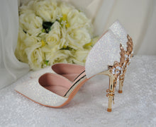Load image into Gallery viewer, Ivory Shimmer Sandals with 'Cherry Blossom'