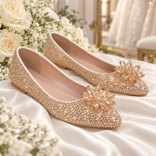 Load image into Gallery viewer, Cinderella Crystal Flat Wedding Shoes – Custom Colours
