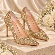 Load image into Gallery viewer, Princess Silver Sparkling Glitter Wedding Shoes
