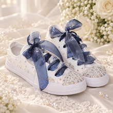 Load image into Gallery viewer, Personalised Pearl &amp; Crystal Bridal Converse Trainers
