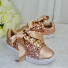 Load image into Gallery viewer, Rose Gold Glitter Bridal Trainers
