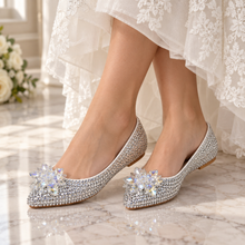 Load image into Gallery viewer, Cinderella Crystal Flat Wedding Shoes – Custom Colours
