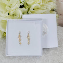 Load image into Gallery viewer, Cubic Zirconia Drop Earrings , Diamond Earrings, Long Bridal Jewelry, Bridal Earrings, Crystal Bridal Earrings, Statement Earrings Cz
