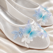 Load image into Gallery viewer, Something Blue Butterfly Flat Wedding Shoes
