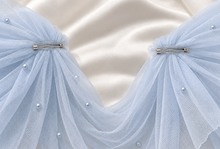 Load image into Gallery viewer, Blue Pearl Bridal Cape Veil – Draped Wedding Cape
