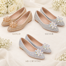 Load image into Gallery viewer, Cinderella Crystal Flat Wedding Shoes – Custom Colours
