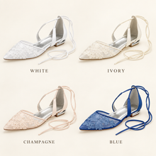 Load image into Gallery viewer, Lace Appliqué Flat Wedding Shoes – Four Colours
