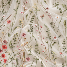 Load image into Gallery viewer, Embroidered Meadow Flower Bridal Cape – 150 cm
