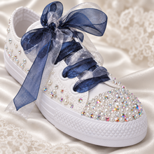 Load image into Gallery viewer, Personalised Pearl &amp; Crystal Bridal Converse Trainers
