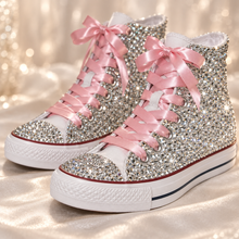 Load image into Gallery viewer, Personalised Crystal Converse Wedding Trainers – Enchanted Rose
