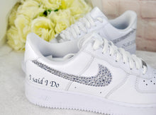 Load image into Gallery viewer, Personalised Genuine Nike AF1 Air Force 1 Trainers for Bride or Groom, Customised Bridal Sneakers, Alternative Wedding Shoes
