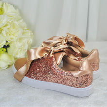 Load image into Gallery viewer, Rose Gold Glitter Bridal Trainers
