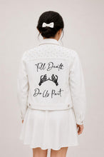 Load image into Gallery viewer, Till Death Personalised Bridal Denim Jacket, Bride to Be Black Wedding Dress Top
