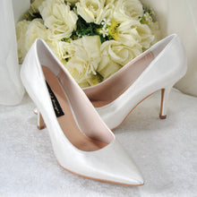 Load image into Gallery viewer, Classic Satin Pointed Toe Stiletto Shoes | 8cm, 10cm, 12cm Bridal Court Shoes | Large Sizes
