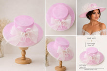 Load image into Gallery viewer, Handmade Light Blue Large Fascinator Hat with Bow and Feathers
