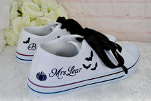 Load image into Gallery viewer, Personalised Halloween Wedding Sneakers: Themed Bridal Canvas Trainers
