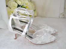 Load image into Gallery viewer, Bridal Embroidered Shoes - Floral Wedding Sandals With Low Heel Comfort  • UK6/US8.5
