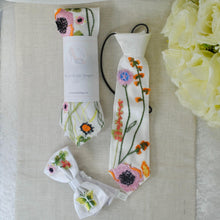 Load image into Gallery viewer, Embroidered Floral Tie: Secret Garden Wedding Necktie
