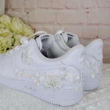 Load image into Gallery viewer, Personalised Embroidered Genuine Air Force 1 AF1 Trainers for Bride, Customised Bridal Sneakers, Alternative Wedding Shoes
