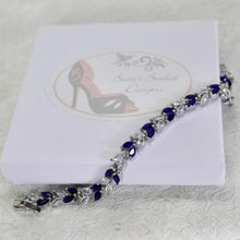 Load image into Gallery viewer, Royal Blue Crystal Bracelet, Elegant Sapphire Style, Gift For Her
