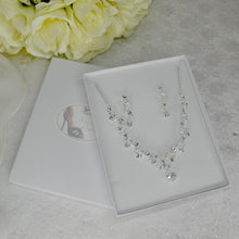 Load image into Gallery viewer, Bridal Jewelry Set: Teardrop Cubic Zirconia Necklace and Earrings
