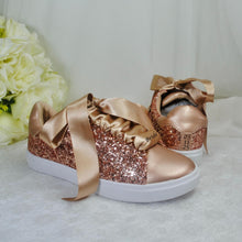 Load image into Gallery viewer, Silver Glitter Bridal Trainers
