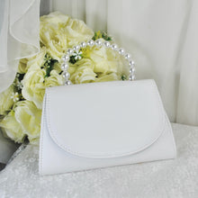 Load image into Gallery viewer, Personalised Bridal Clutch Bag, Ivory Purse with Pearl Handle
