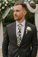 Load image into Gallery viewer, Embroidered Wildflower Mens Tie: Floral Wedding Necktie
