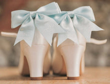 Load image into Gallery viewer, Rainbow Satin Bow Shoe Clips: Custom Bridal Wedding Accessory
